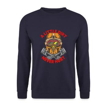 A Little Dirt Never Hurt Funny Motocross Biker - Unisex Pullover - Navy - Vorne - Alina (178cm) & Michal (187cm)