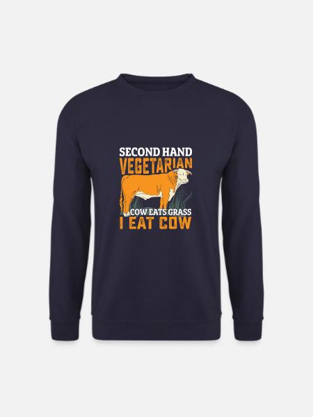 Second Hand Vegetarian Funny Meat Lover Anti Vegan - Unisex Pullover - Navy