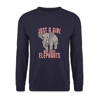 Juste une fille qui aime les éléphants Drôle d’amoureux des animaux - Sweat-shirt Unisexe - marine - Devant - Alina (178cm) & Michal (187cm)