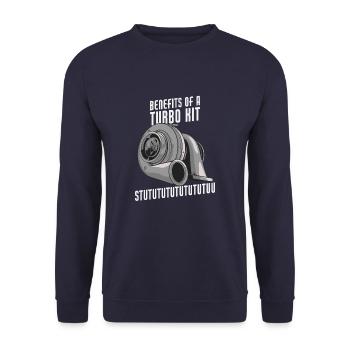 Benefits Of A Turbo Kit Funny Turbo Charger Car - Unisex Sweatshirt - navy - Front - Alina (178cm) & Michal (187cm)