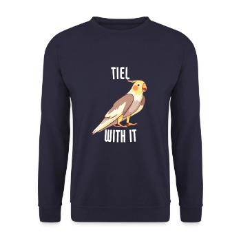 Tiel With It Funny Cockatiel Bird Parrot - Unisex Sweatshirt - navy - Front - Alina (178cm) & Michal (187cm)