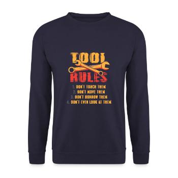Funny Tools Rules Toolmaker Mechanic - Unisex Sweatshirt - navy - Front - Alina (178cm) & Michal (187cm)