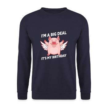 I'm A Big Deal It's My Birthday Funny Birthday Pig - Unisex Sweatshirt - navy - Front - Alina (178cm) & Michal (187cm)