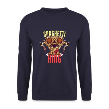 Spaghetti King Italian Pasta Food - Unisex Sweatshirt - navy - Front - Alina (178cm) & Michal (187cm)