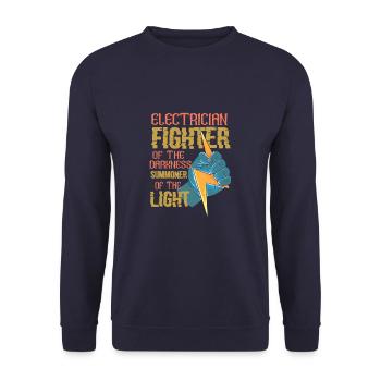 Electrician Fighter Funny Eletrical Engineer - Unisex Pullover - Navy - Vorne - Alina (178cm) & Michal (187cm)