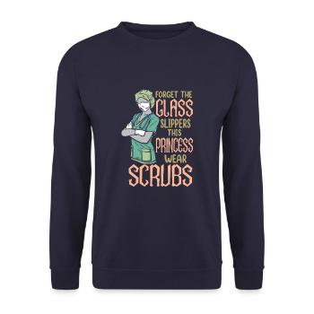 This Nurse Wears Scrubs Funny Nursing Medical - Unisex Sweatshirt - navy - Front - Alina (178cm) & Michal (187cm)