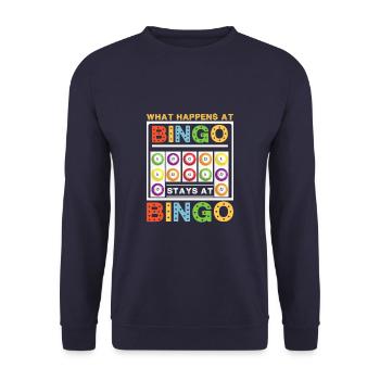 What Happens At Bingo Stays At Bingo Lucky Bingo - Unisex Sweatshirt - navy - Front - Alina (178cm) & Michal (187cm)