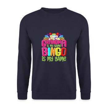 Grand-mère est mon nom Bingo est mon jeu Drôle Bingo - Sweat-shirt Unisexe - marine - Devant - Alina (178cm) & Michal (187cm)