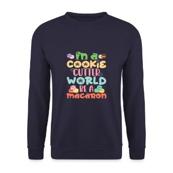Be A Macaron Funny Dessert Food Cookie - Unisex Pullover - Navy - Vorne - Alina (178cm) & Michal (187cm)