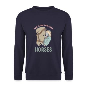 Just A Girl Who Loves Horses Funny Horse Lover - Unisex Pullover - Navy - Vorne - Alina (178cm) & Michal (187cm)