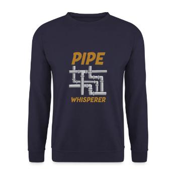 Pipe Whisperer Funny Plumber Saying Plumbing - Unisex Pullover - Navy - Vorne - Alina (178cm) & Michal (187cm)