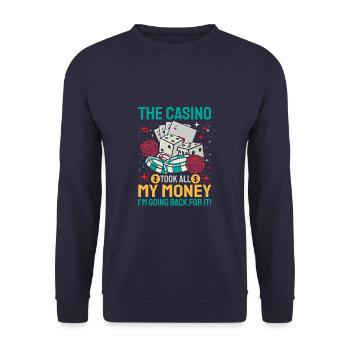 Funny Casino Gambling Slot Machine - Unisex Pullover - Navy - Vorne - Alina (178cm) & Michal (187cm)