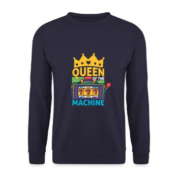 Queen Of The Machine Funny Slot Machine Casino - Unisex Pullover - Navy - Vorne - Alina (178cm) & Michal (187cm)
