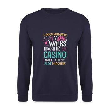 Funny Casino Slot Machine Gambling - Unisex Sweatshirt - navy - Front - Alina (178cm) & Michal (187cm)