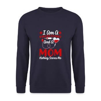 Phlebotomist Mom Funny Phlebotomy Mother - Unisex Pullover - Navy - Vorne - Alina (178cm) & Michal (187cm)