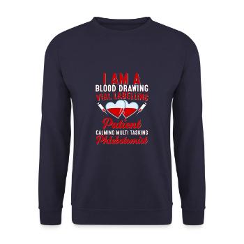 I'm a Phlebotomist Funny Phlebotomy Nurse - Unisex Pullover - Navy - Vorne - Alina (178cm) & Michal (187cm)