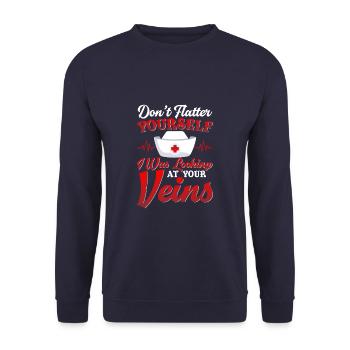 Funny Phlebotomy Saying Looking At Your Veins - Unisex Pullover - Navy - Vorne - Alina (178cm) & Michal (187cm)