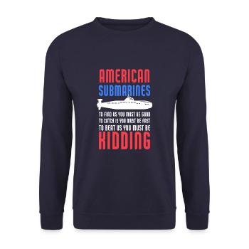 American Submarines Funny Patriotic Navy US - Unisex Pullover - Navy - Vorne - Alina (178cm) & Michal (187cm)