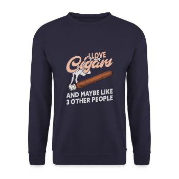 I Love Cigars And 3 People Funny Cigar Lover - Unisex Sweatshirt - navy - Front - Alina (178cm) & Michal (187cm)
