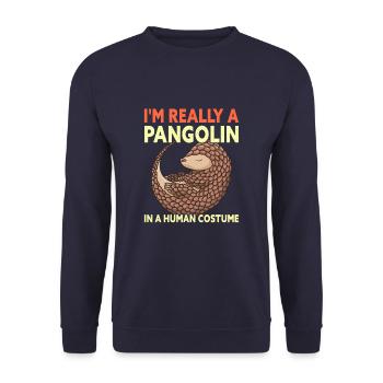 I'm Really A Pangolin In A Human Costume Funny - Unisex Pullover - Navy - Vorne - Alina (178cm) & Michal (187cm)