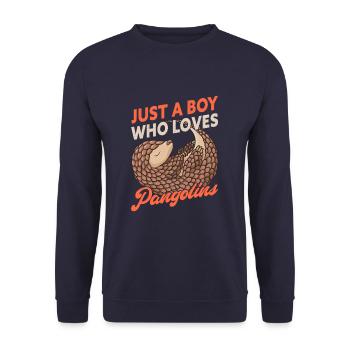 Just A Boy Who Loves Pangolins Funny Animal - Unisex Pullover - Navy - Vorne - Alina (178cm) & Michal (187cm)
