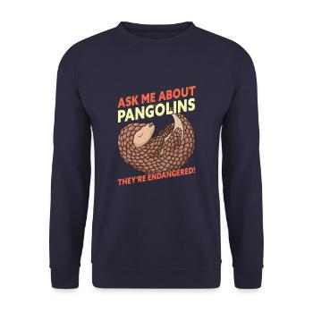 Ask Me About Pangolins Save The Pangolins - Unisex Pullover - Navy - Vorne - Alina (178cm) & Michal (187cm)