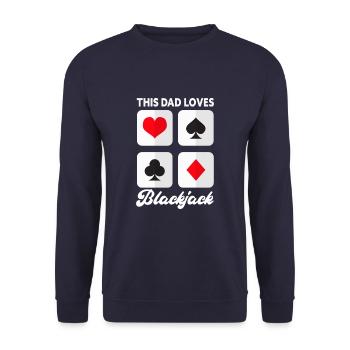 This Dad Loves Blackjack Funny 21 Blackjack Father - Unisex Pullover - Navy - Vorne - Alina (178cm) & Michal (187cm)