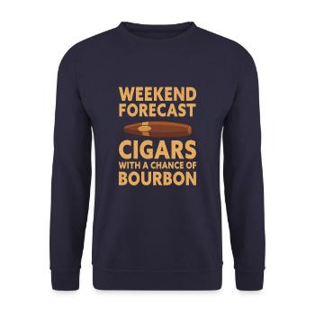 Weekend Forecast Cigars With A Chance Of Bourbon - Unisex Pullover - Navy - Vorne - Alina (178cm) & Michal (187cm)