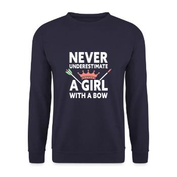 Never Underestimate A Girl With A Bow Funny - Unisex Sweatshirt - navy - Front - Alina (178cm) & Michal (187cm)