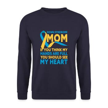 Down Syndrome Mom Down Syndrome Awareness - Unisex Pullover - Navy - Vorne - Alina (178cm) & Michal (187cm)