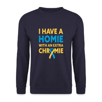 Avec une conscience supplémentaire du syndrome de Down Chomie - Sweat-shirt Unisexe - marine - Devant - Alina (178cm) & Michal (187cm)