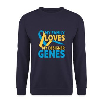 Ma famille aime mon syndrome de Down Designer Genes - Sweat-shirt Unisexe - marine - Devant - Alina (178cm) & Michal (187cm)