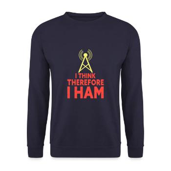 I Think Therefore I HAM Funny Amateur HAM Radio - Unisex Sweatshirt - navy - Front - Alina (178cm) & Michal (187cm)