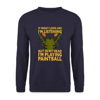 In My Head I'm Playing Paintball Funny Paintball - Unisex Pullover - Navy - Vorne - Alina (178cm) & Michal (187cm)