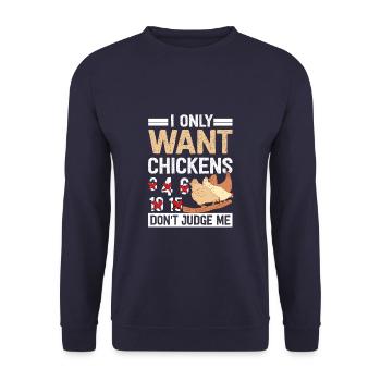 I Want All Chickens Funny Chicken Farmer - Unisex Pullover - Navy - Vorne - Alina (178cm) & Michal (187cm)