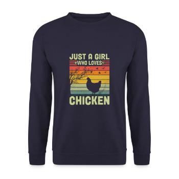 Just A Girl Who Loves Chickens Funny Chicken - Unisex Pullover - Navy - Vorne - Alina (178cm) & Michal (187cm)