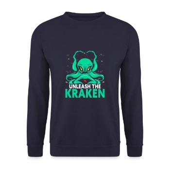 Unleash The Kraken Sea Monster Animal - Unisex Sweatshirt - navy - Front - Alina (178cm) & Michal (187cm)