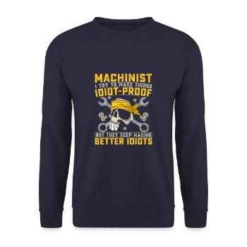 Funny Machinist Saying Machine Operator - Unisex Sweatshirt - navy - Front - Alina (178cm) & Michal (187cm)