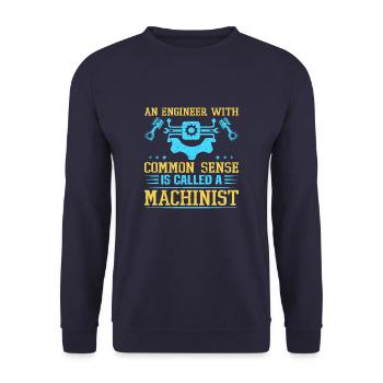 Funny Machinist Machine Operator Machining - Unisex Sweatshirt - navy - Front - Alina (178cm) & Michal (187cm)