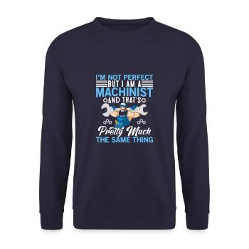 Funny Machinist Machine Operator - Unisex Sweatshirt - navy - Front - Alina (178cm) & Michal (187cm)