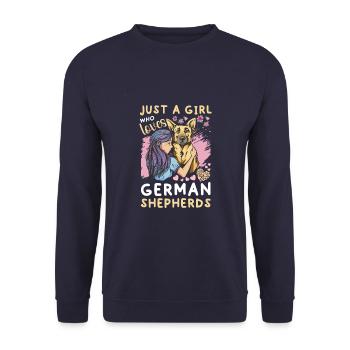 Just A Girl Who Loves German Shepherds - Unisex Pullover - Navy - Vorne - Alina (178cm) & Michal (187cm)