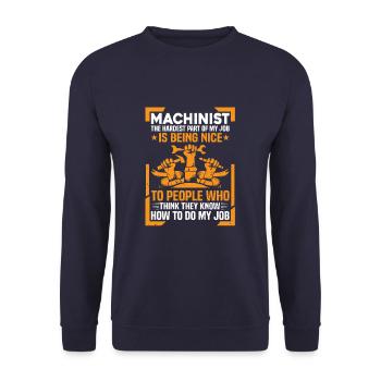 Funny Machinist Saying Machine Operator Sarcastic - Unisex Pullover - Navy - Vorne - Alina (178cm) & Michal (187cm)