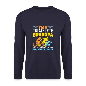 Funny Triathlete Grandpa Much Cooler Triathlon - Unisex Sweatshirt - navy - Front - Alina (178cm) & Michal (187cm)