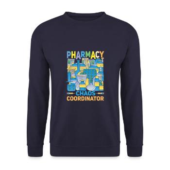 Coordinateur du chaos de la pharmacie Drôle de pharmacien - Sweat-shirt Unisexe - marine - Devant - Alina (178cm) & Michal (187cm)