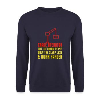 Crane Operator Work Harder Funny Heavy Equipment - Unisex Pullover - Navy - Vorne - Alina (178cm) & Michal (187cm)