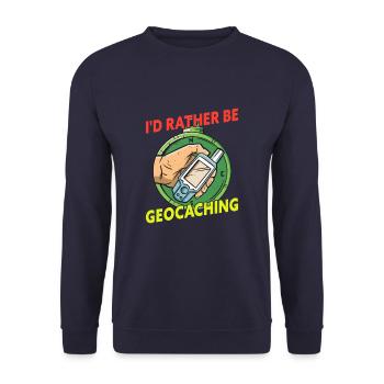 I'd Rather Be Geocaching Geocacher - Unisex Sweatshirt - navy - Front - Alina (178cm) & Michal (187cm)