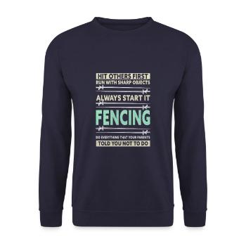 Funny Fencing Saying Fencer - Unisex Pullover - Navy - Vorne - Alina (178cm) & Michal (187cm)