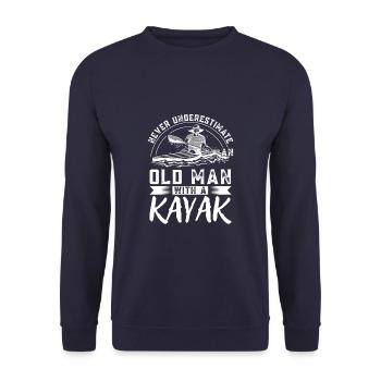 Never Underestimate An Old Man With A Kayak - Unisex Pullover - Navy - Vorne - Alina (178cm) & Michal (187cm)