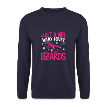 Juste une fille qui aime les lézards Drôle d’amant gecko - Sweat-shirt Unisexe - marine - Devant - Alina (178cm) & Michal (187cm)