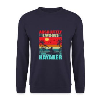 Absolutely Awesome Kayaker Retro Kayaking - Unisex Pullover - Navy - Vorne - Alina (178cm) & Michal (187cm)
